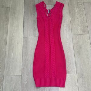Guess by Maurciano y2k pink‎ knit midi girly dress crochet beach coverup size xs